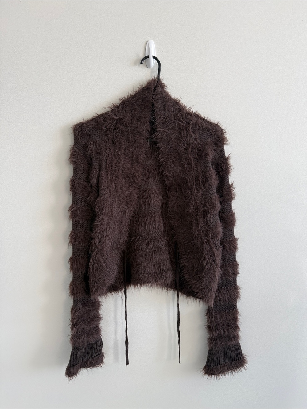 IAMGIA Cozy Open-Front Teddy Jacket in Dark Brown